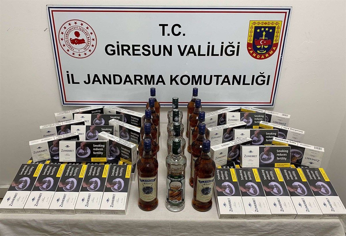 Giresun’a kaçak içki ve sigara sokmaya çalışan yabancı uyruklu şahıs tutuklandı