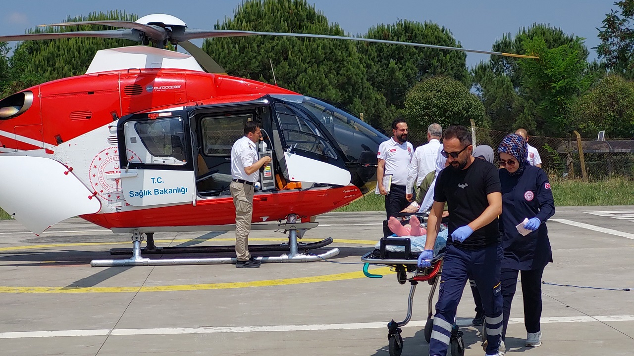 Samsun’da Ambulans Helikopter İle Acil Nakil