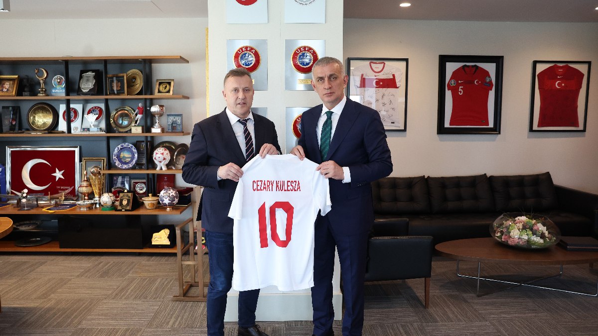 Polonya Futbol Federasyonu Başkanı Kulesza’dan İbrahim Hacıosmanoğlu’na ziyaret
