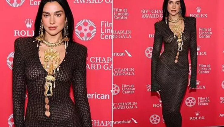 Dua Lipa, katıldığı etkinlikte şeffaf elbisesiyle göz kamaştırdı