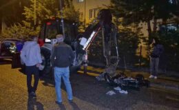 Düzce’de Motosiklet İş Makinesine Çarptı