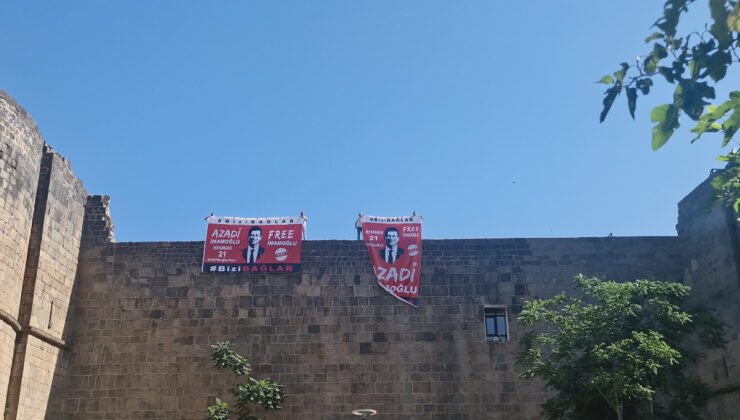 Diyarbakır’da surlara asılan ‘İmamoğlu’ pankartları kaldırıldı