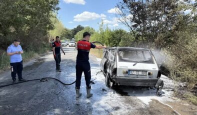Çan’da Seyir Halindeki Araç Yandı