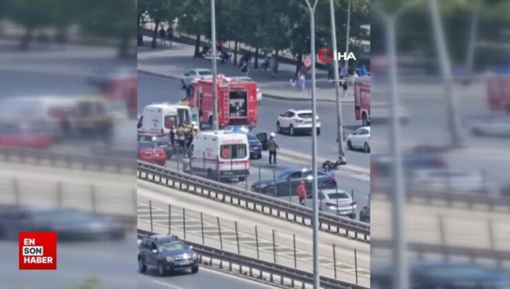 İstanbul’da direksiyon hakimiyetini kaybeden sürücü yan yoldan anayola uçtu