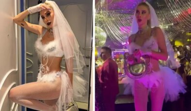 Şeyma Subaşı, düğün temalı parti kostümüyle tam not aldı