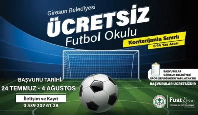 Giresun Belediyesi’nden Çocuklara Ücretsiz Futbol Okulu Fırsatı!