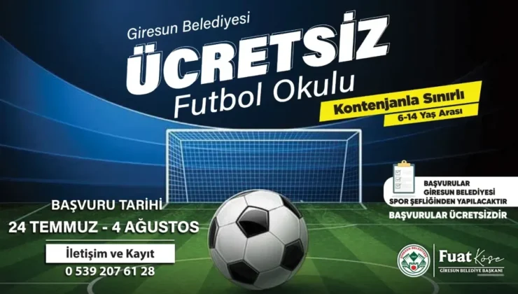 Giresun Belediyesi’nden Çocuklara Ücretsiz Futbol Okulu Fırsatı!