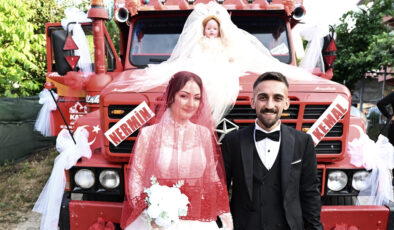 Düzceli kamyon şoförü gelin arabası olarak ekmek teknesini seçti