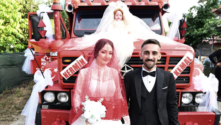 Düzceli kamyon şoförü gelin arabası olarak ekmek teknesini seçti