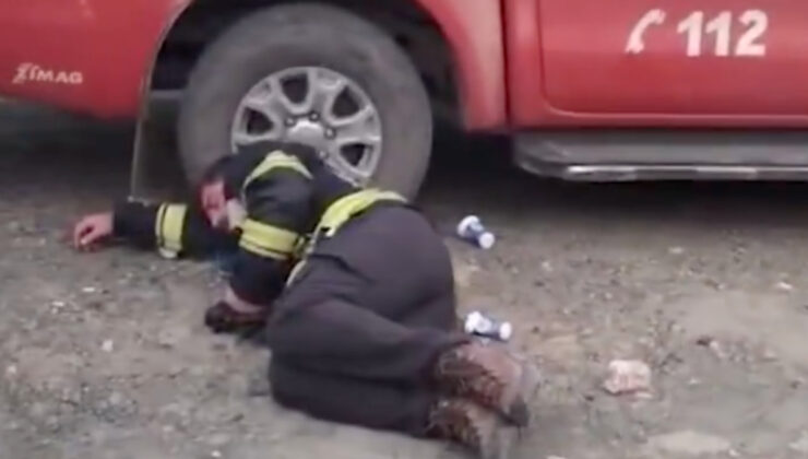 Hatay’da alev savaşçıları dinlenmek için yerde uyudu