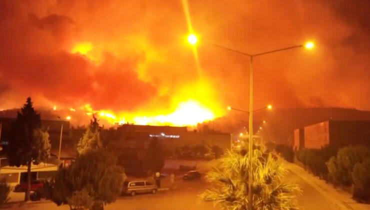 İzmir yangını havadan görüntülendi
