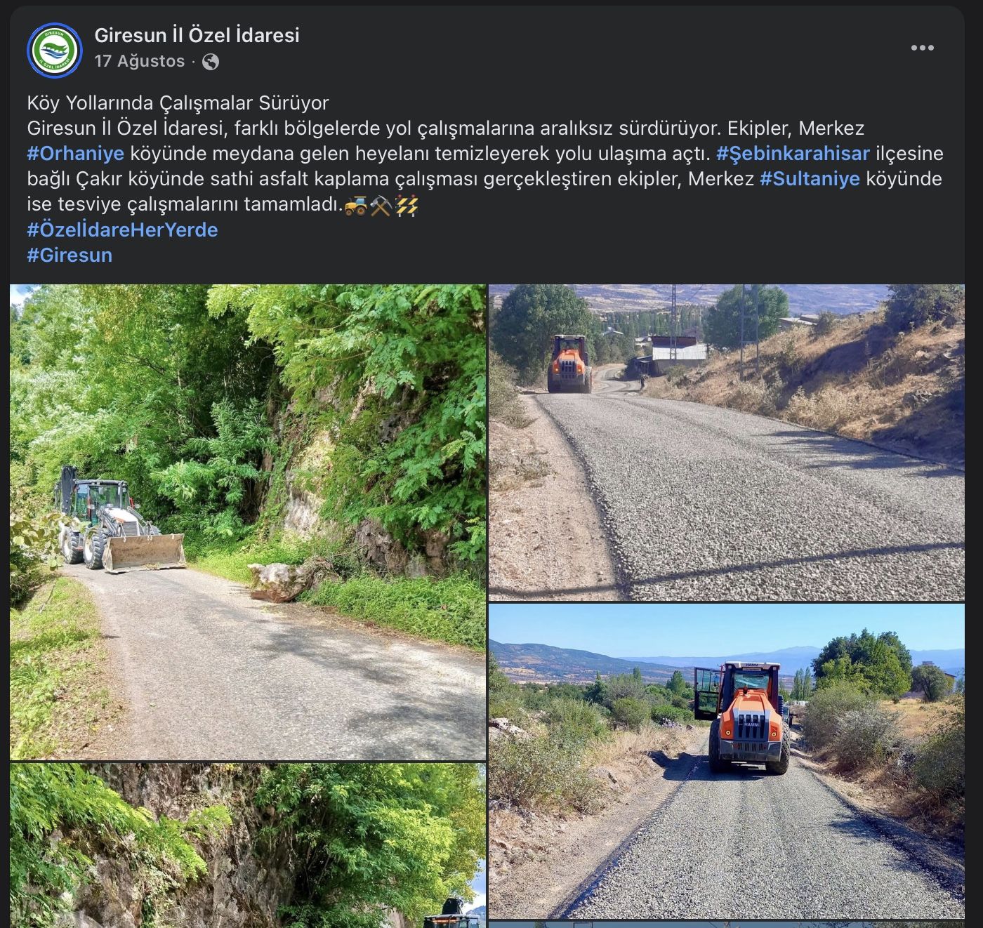 Şebinkarahisar köy yolları1