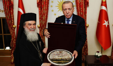 Cumhurbaşkanı Erdoğan, Kudüs Rum Ortadoks Patriği Giannopoulos ile bir araya geldi