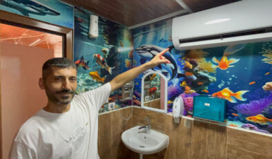 Hatay’da kavurucu sıcağa karşı işletmesinin 2,5 metrekarelik tuvaletine klima taktırdı