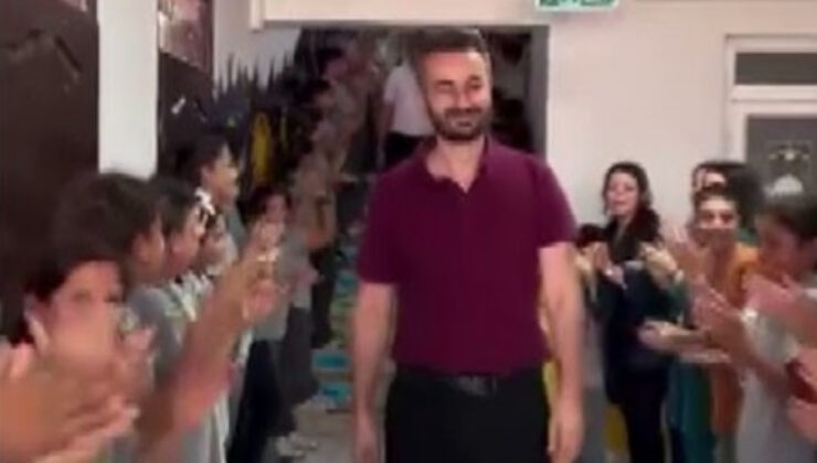 Hatay’da tayini çıkan öğretmen alkışlarla uğrulandı