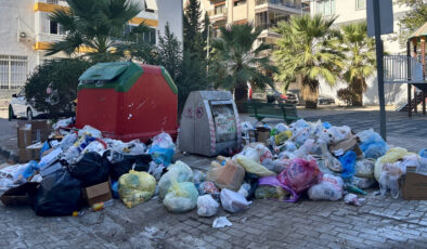 İzmir’de toplanmayan çöpler kötü koku yayıyor