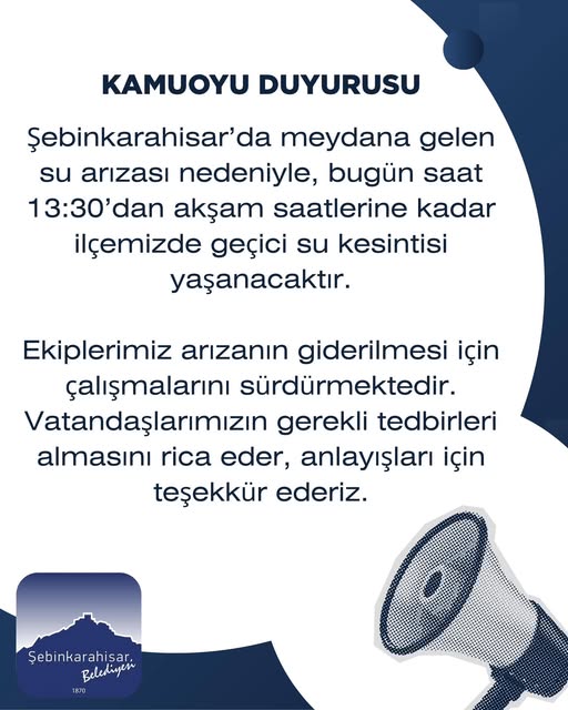Şebinkarahisar Su Kesintisi
