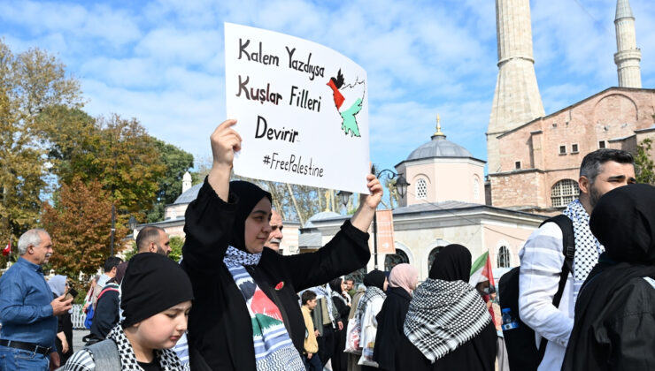 Ayasofya’dan Eminönü’ne! Filistin’e destek yürüyüşüne yoğun katılım
