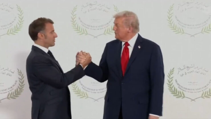Donald Trump ile Emmanuel Macron 30 saniye boyunca el sıkıştı