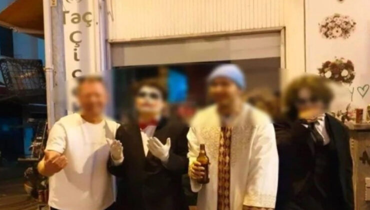 Edirne’de Cadılar Bayramı partisine imam cübbesiyle katıldı