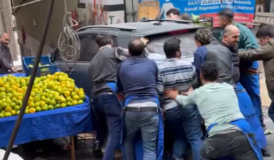 İstanbul’da tezgah açamayınca pazar yerine bırakılan aracı el birliğiyle kaldırdılar