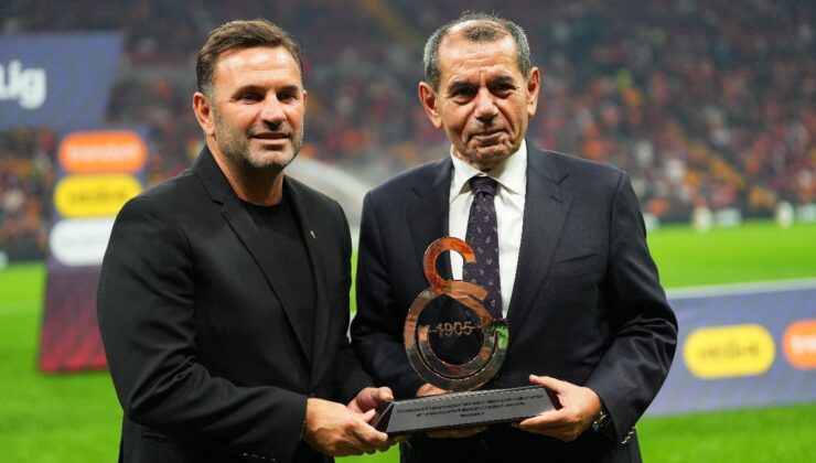 Galatasaray’dan Okan Buruk’a 100. galibiyet plaketi!