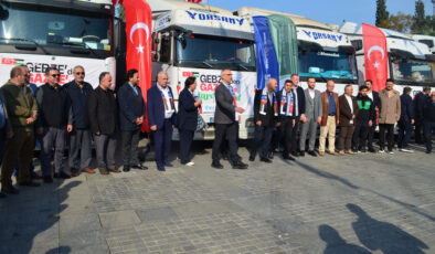 Kocaeli’den Gazze’ye 10 yardım tırı düzenlenen törenin ardından yola çıktı