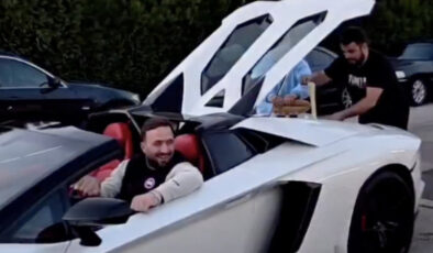 Trabzonlu gurbetçi, Lamborghini’de kuymak yaptı