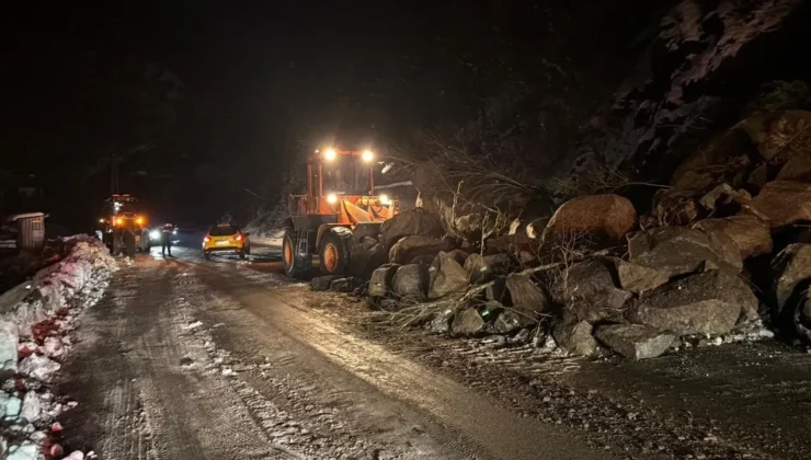 Artvin’de karayolunda heyelan paniği