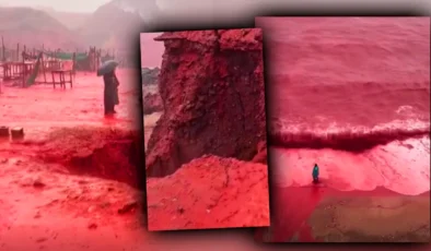 Deniz Kızıla Boyandı! Hürmüz Adası’nda Doğa Harikası Görüntüler