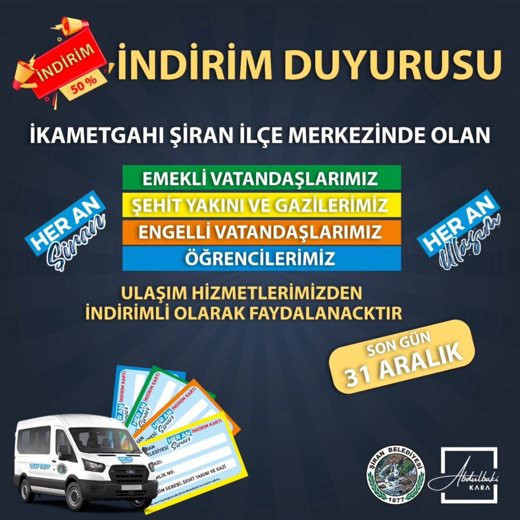 Şiran ulaşım indirimi