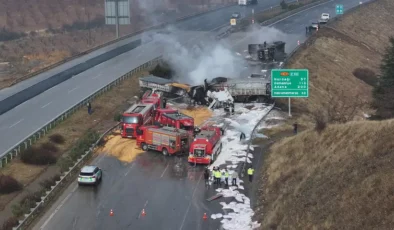 Son Dakika! TAG Otoyolu’nda 3 Tır Çarpıştı, Yol Trafiğe Kapandı