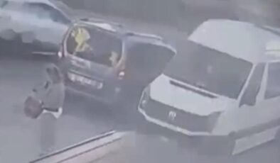 Trabzon’da dolmuş bekleyen kadının yaşadığı kaza kamerada