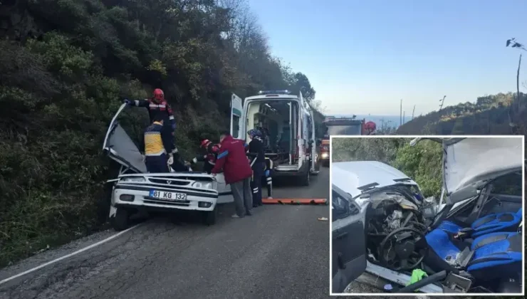 Trabzon’da Dehşet Anları: Kaya Parçası Seyir Halindeki Otomobilin Üzerine Düştü