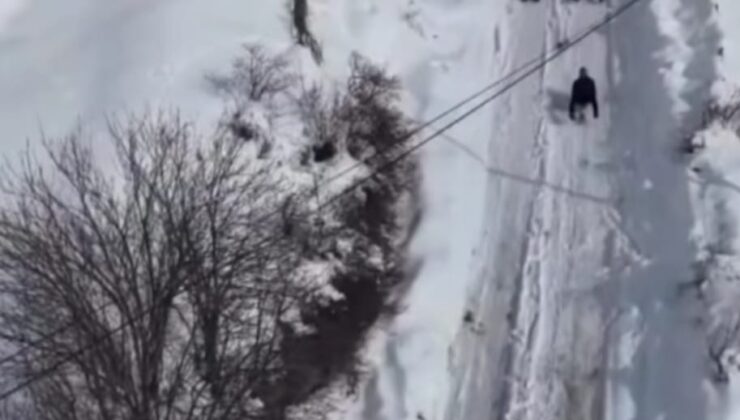 Alucra Yeşilköy’de Kar Coşkusu: Köy Halkı Kışın Tadını Kayakla Çıkardı