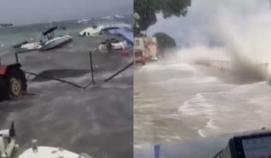 Gemlik’te Şiddetli Fırtına Alarmı: Deniz Taştı, Sahil Sular Altında Kaldı