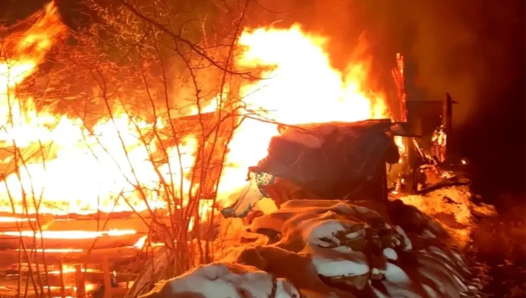 Ordu Ünye’de Ahşap Ev ve Samanlık Yangında Kül Oldu