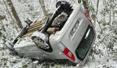 Şalpazarı’nda kar yağışı kazaya neden oldu