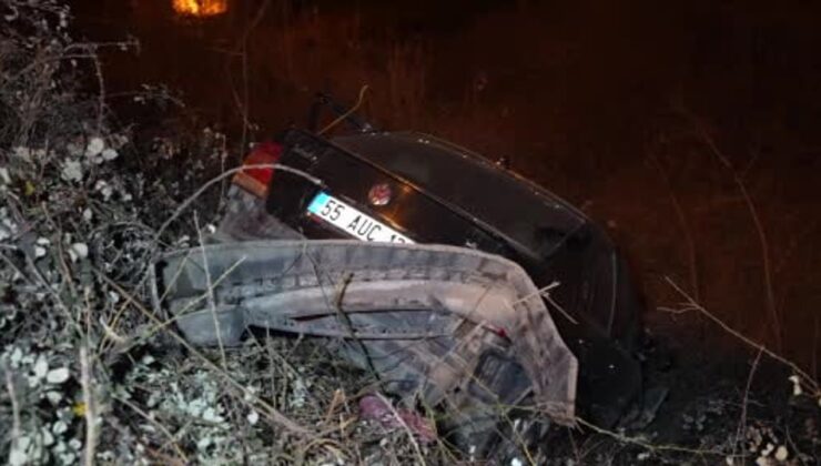 Samsun Çevre Yolu’nda korkutan kaza: Otomobil 3 metre yükseklikten düştü