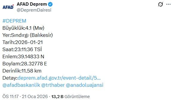 Sındırgı deprem
