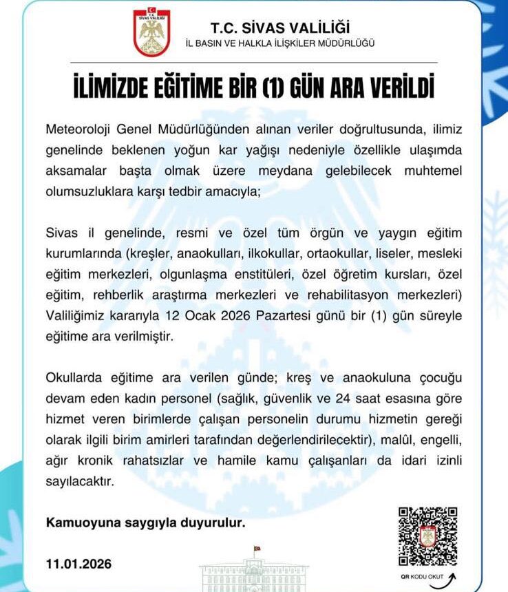 Sivas okullar tatil