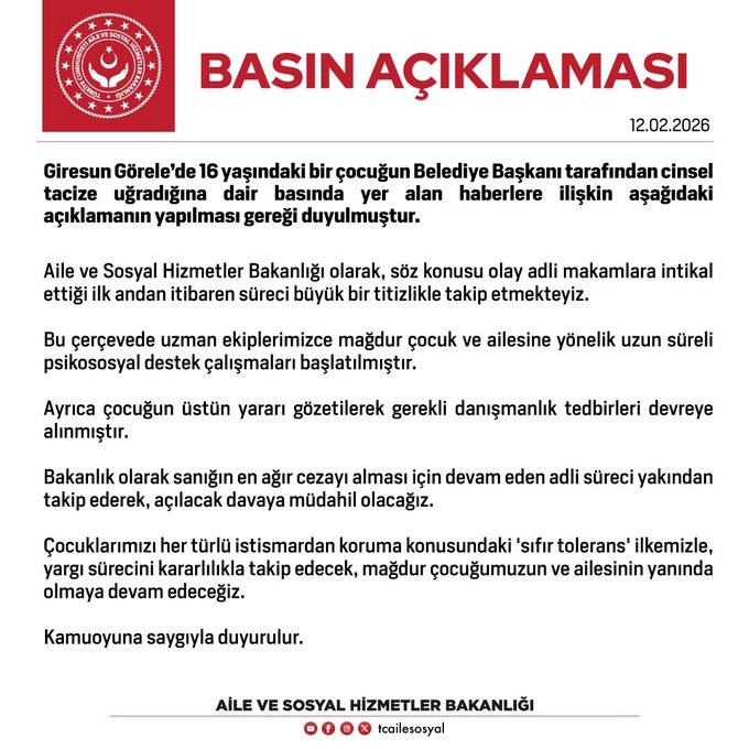 Görele istismar iddiası bakanlık açıklaması