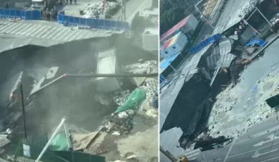 Şanghay’da Metro İnşaatında Korku Dolu Anlar: Yol Bir Anda Yutuldu
