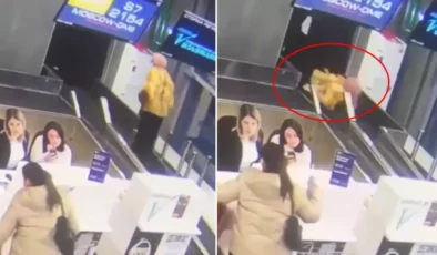 Havalimanında İnanılmaz Olay: Bavul Bandına Binen Yolcu Tünele Sürüklendi