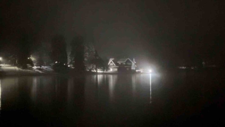 Bolu’nun İncisi Gölcük Tabiat Parkı Beyaz Gelinliğini Giydi Kar Kalınlığı Artıyor