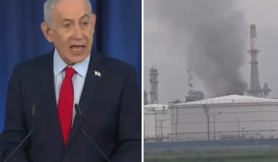 Netanyahu Canlı Yayındayken Gökten Füze Yağdı İran İsrail Rafinerilerini Vurdu