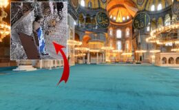 Ayasofya’nın Kalbinde Skandal Görüntüler: Montun Altından Çıkan O Bayrak Ortalığı Karıştırdı
