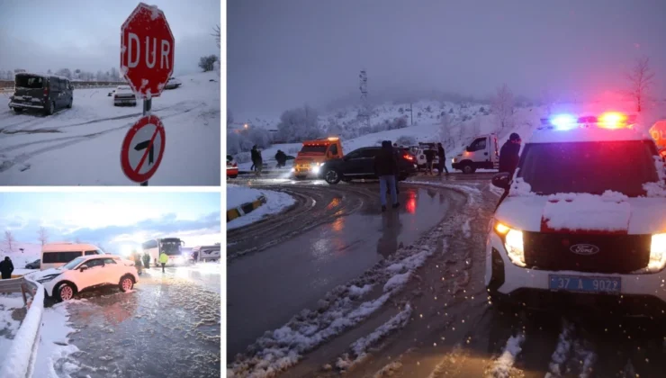 Kastamonu’da Kar Esareti Kazayı Getirdi: 10 Araç Birbirine Girdi!