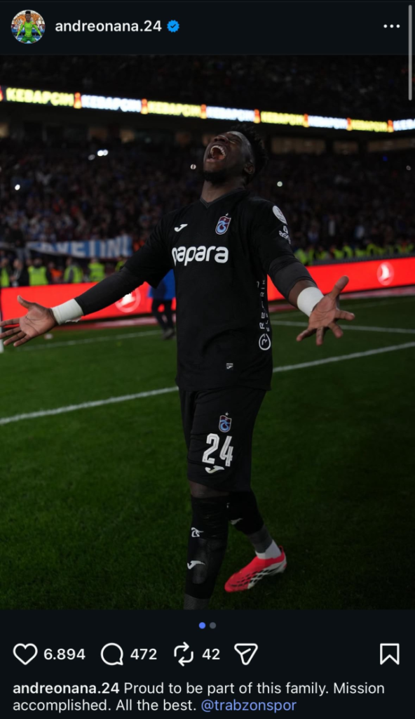 Andre Onana Trabzonspor veda