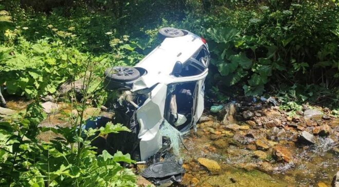 Giresun’da Korkutan Kaza: Otomobil Dereye Devrildi, 6 Kişi Yaralandı